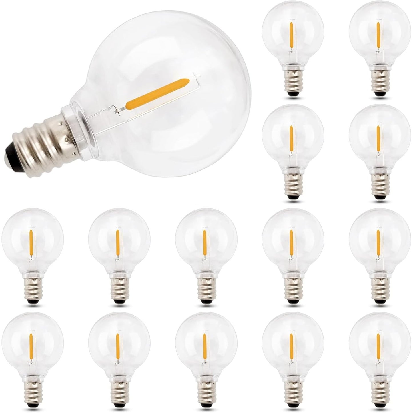 257718 - EASYIVY pako me 15 llamba LED G40, 1W G40 Globe E12, IP44 rezistente ndaj ujit, e bardhë e ngrohtë 2200K, AC220-240V