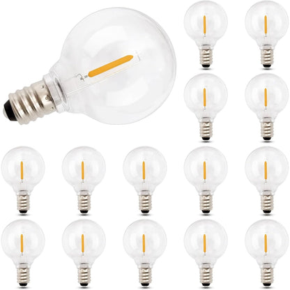 257718 - EASYIVY pako me 15 llamba LED G40, 1W G40 Globe E12, IP44 rezistente ndaj ujit, e bardhë e ngrohtë 2200K, AC220-240V
