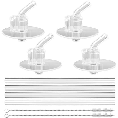 215684 - BOXOB 4 kashtë transparente zëvendësuese për shishe termos, shishe 340 ml, kapakë shishesh për fëmijë, pjesë këmbimi me furça pastrimi, të pajtueshme me termosët F401 dhe F410