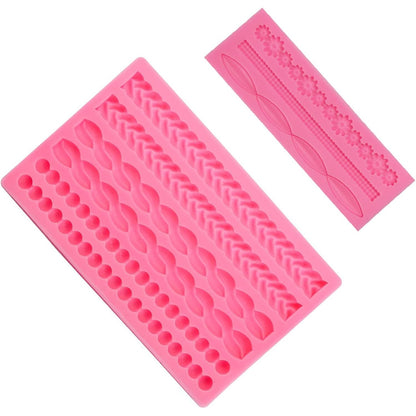 220238 - Mixxiula Forma për Fondant Silikoni me 2 Pjesë, Forma për Dekorimin e Tortës, me Perla dhe Fije Lulesh