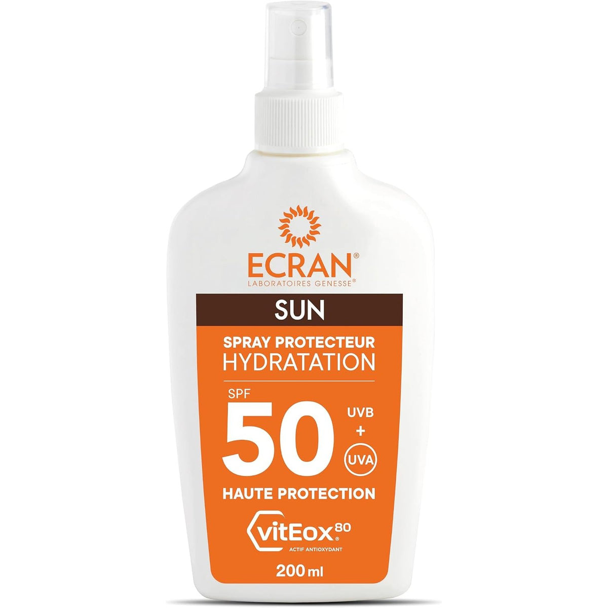 297607 - ECRAN® Sprej Hidratues Mbrojtës SPF 50, Teknologjia vitEox80, Mbrojtje nga rrezet UVA, UVB, Drita Blu dhe Djegiet nga Dielli - Nxirje Natyrale