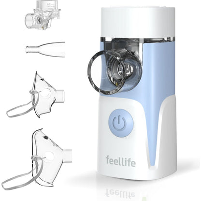 275330 - FEELLIFE Pajisje Inhalimi për Fëmijë dhe të Rritur, portativ, me funksion muzikor, 2 gota ilaçesh të përfshira
