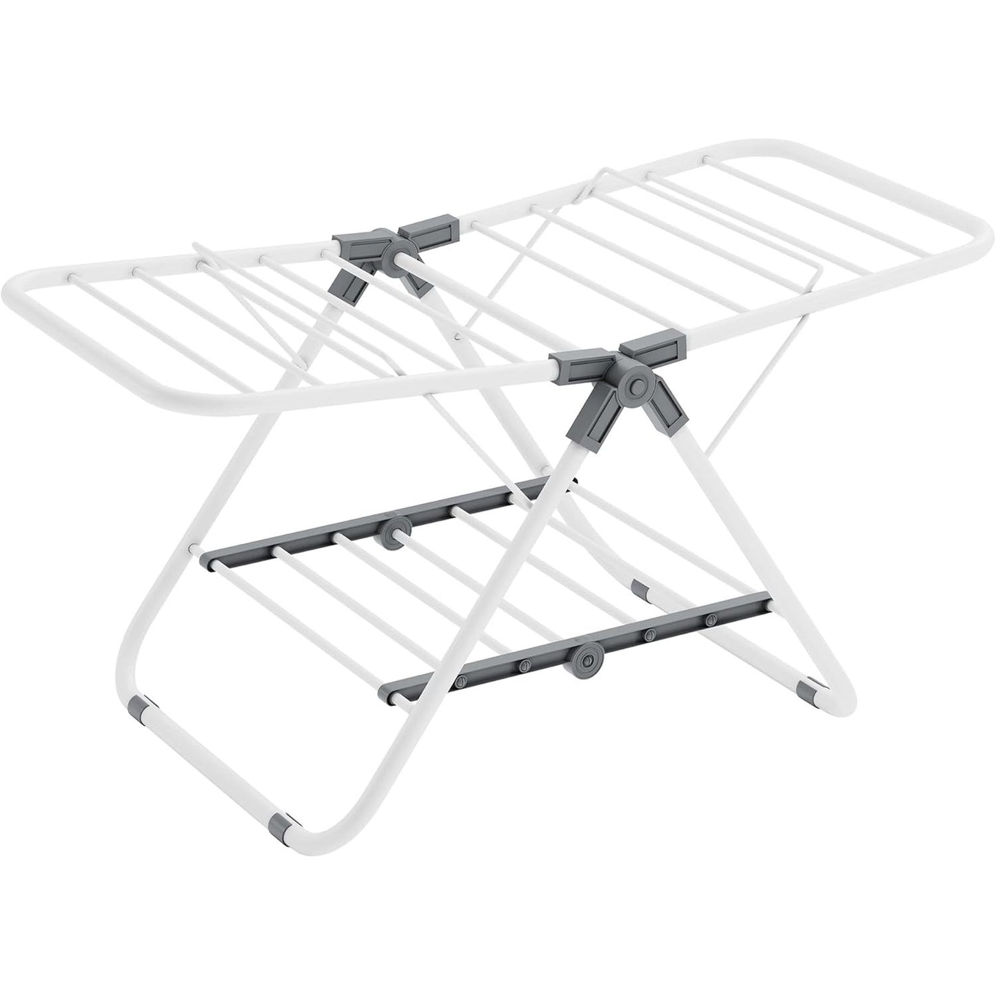 175453 - SONGMICS Ajrosëse e Vogël për Rroba, e Palosshme me 2 Krahë, Që Kursen Hapësirë, Metalike, Për Rroba të Vogla, Peshqir, Banjo, Ballkon, Dimensionet: 44 x 101 x 54 cm, Ngjyrë Bardha LLR504W01