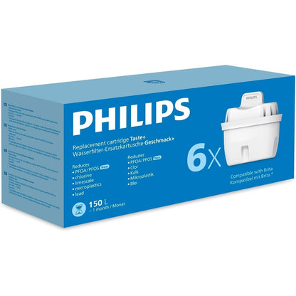214300 - PHILIPS Filtra zëvendësues uji, pako me 6 copë, zvogëlon mikroplastikat, klorin, gëlqeren, metalet e rënda
