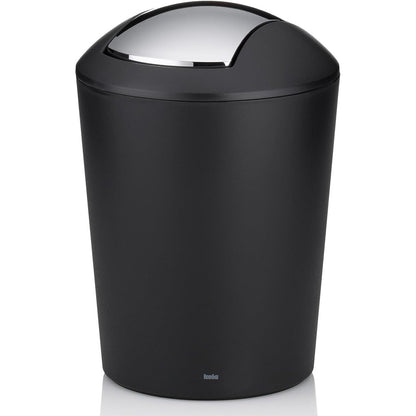 197295 - MARTA Kosh Kozmetik 5L me Kapak Lëkundës, Plastik, i Zi Mat, për Banjo