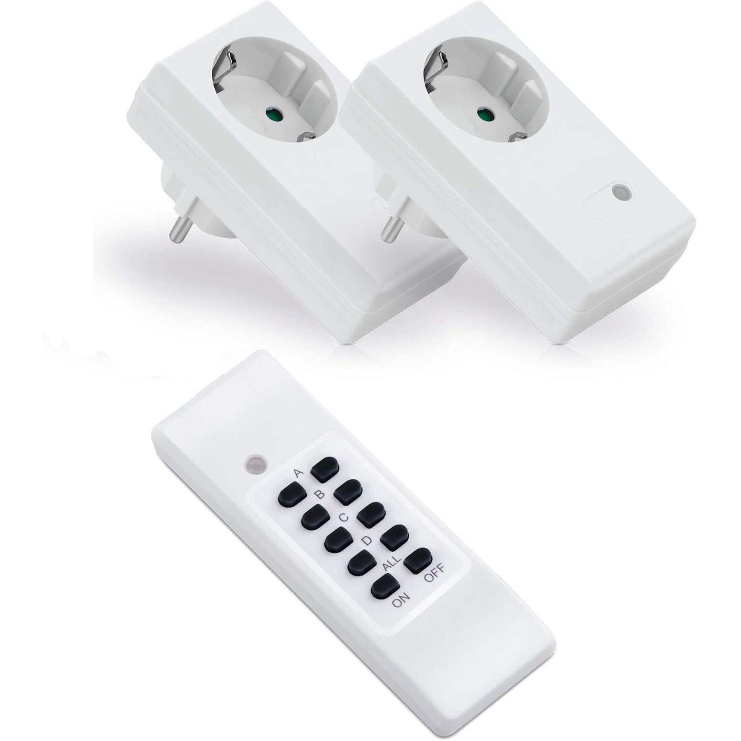 322578 - conecto Set prizash pa tel (2 priza pa tel, 1 telekomandë pa tel), për ambiente të brendshme, e bardhë