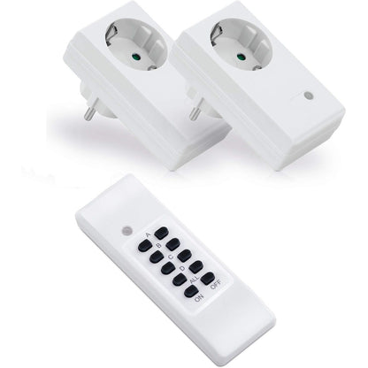 322578 - conecto Set prizash pa tel (2 priza pa tel, 1 telekomandë pa tel), për ambiente të brendshme, e bardhë