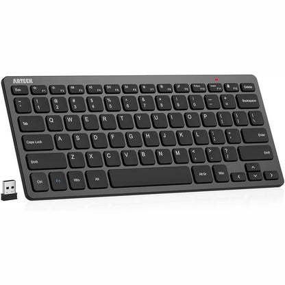 273929 - ARTECK Tastierë pa tel, QWERTZ, USB kompakte 2.4 GHz, e pajtueshme me PC, Windows 11, 10, 8, e zezë