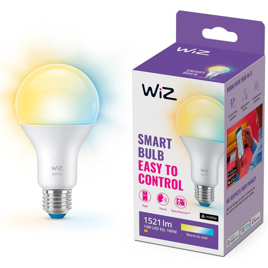 172094 - WIZ Llambë LED e Bardhë e Rregullueshme, E27, 100W, 1 Paketë, Dritë e Zbehtë nga e Bardha e Ngrohtë në të Ftohtë, Kontroll i Inteligjent me Wi-Fi (1,521 lm)