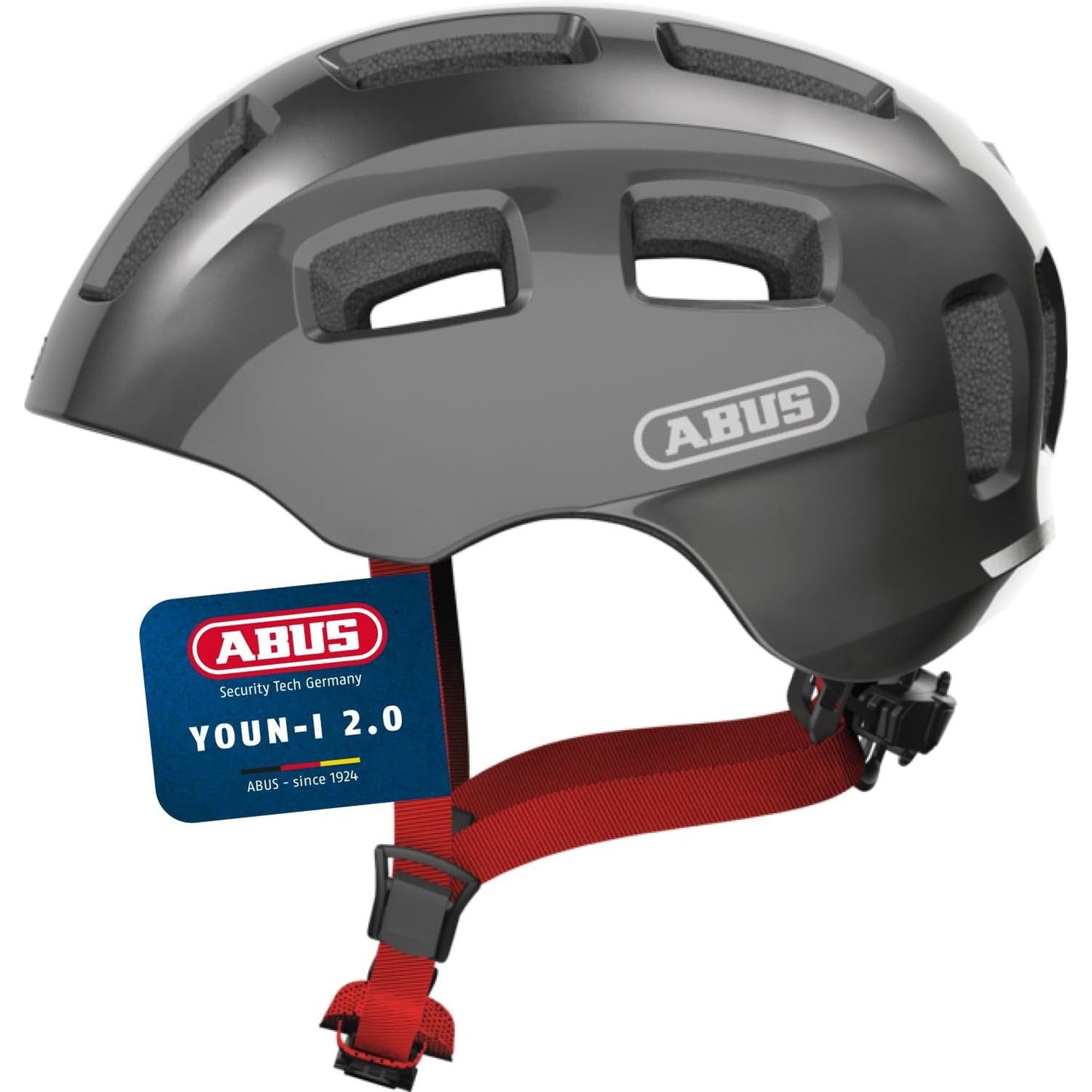 292585 - ABUS Helmetë biçiklete Youn-I 2.0, me dritë, për fëmijë dhe adoleshentë, titan (me shkëlqim), madhësia S (48-54 cm)