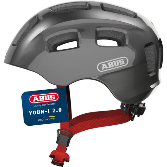 292585 - ABUS Helmetë biçiklete Youn-I 2.0, me dritë, për fëmijë dhe adoleshentë, titan (me shkëlqim), madhësia S (48-54 cm)