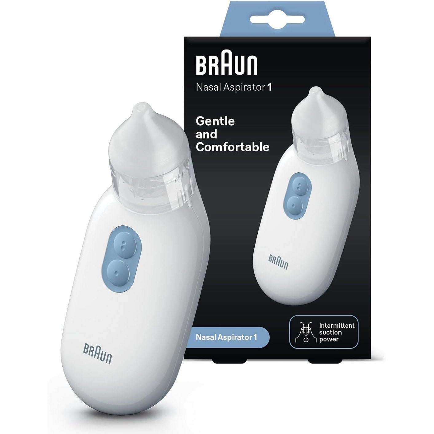 275369 - BRAUN - Aspirator Nazal 1 - Dekongjestant për Mukusin - Thithje Elektrike - 2 Nivele Thithjeje - 2 Madhësi Maje - I Përshtatshëm për të Porsalindur, Foshnje dhe Fëmijë - I Sigurt për Lavastovilje - BNA100