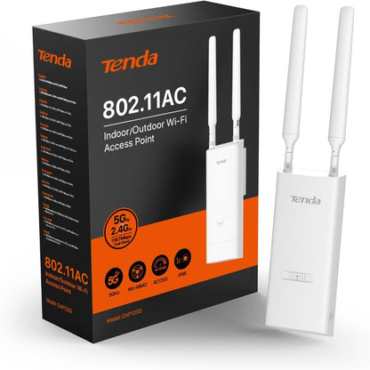319610 - TENDA OAP1200 AC1200 PIKË QASJEJE WIRELESS GIGABIT PËR JASHTË, ME DY BANDA, 1 PORTË GIGABIT ETHERNET, MBËSHTETJE POE+/POE PASIV, MONTIM NË MUR/SHTYLLË, IP65 REZISTENT NDAJ UJIT, MU-MIMO, MODALITETE AP/PËRSËRITËS