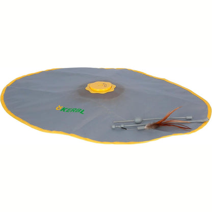 209759 - KERBL PET Lodër 2-në-1 Kap Bishtin për Mace, Pupla Mustaqe Puplash, Material Najlon, Madhësia 70x53x5cm, Ngjyrë e Verdha dhe Gri, Funksion Mbylljeje Automatike, Nuk Rrëshqit