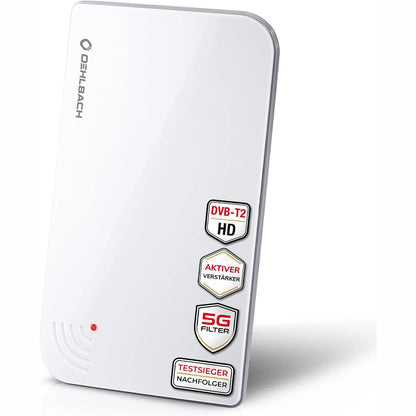 276409 - OEHLBACH Antenë Scope Vision 5G DVB-T2 HD - Antenë Dixhitale e Brendshme - Amplifikator Aktiv DVB-T - me Filtër 5G - E Bardhë