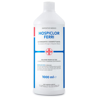 312261 - AIESI Dezinfektant i gatshëm për përdorim (1000 ml) për instrumente dhe pajisje mjekësore me bazë klorur benzalkoniumi HOSPICLOR FERRI