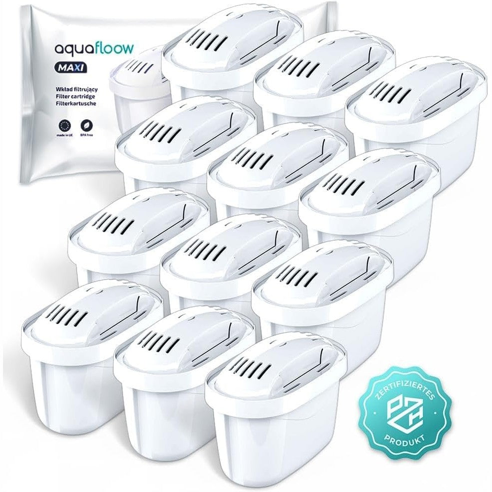 213936 - AQUAFLOOW Pako me 12 fishekë filtri uji, i pajtueshëm me Brita Maxtra+, Maxtra Pro, Marella, Style, Elemaris
