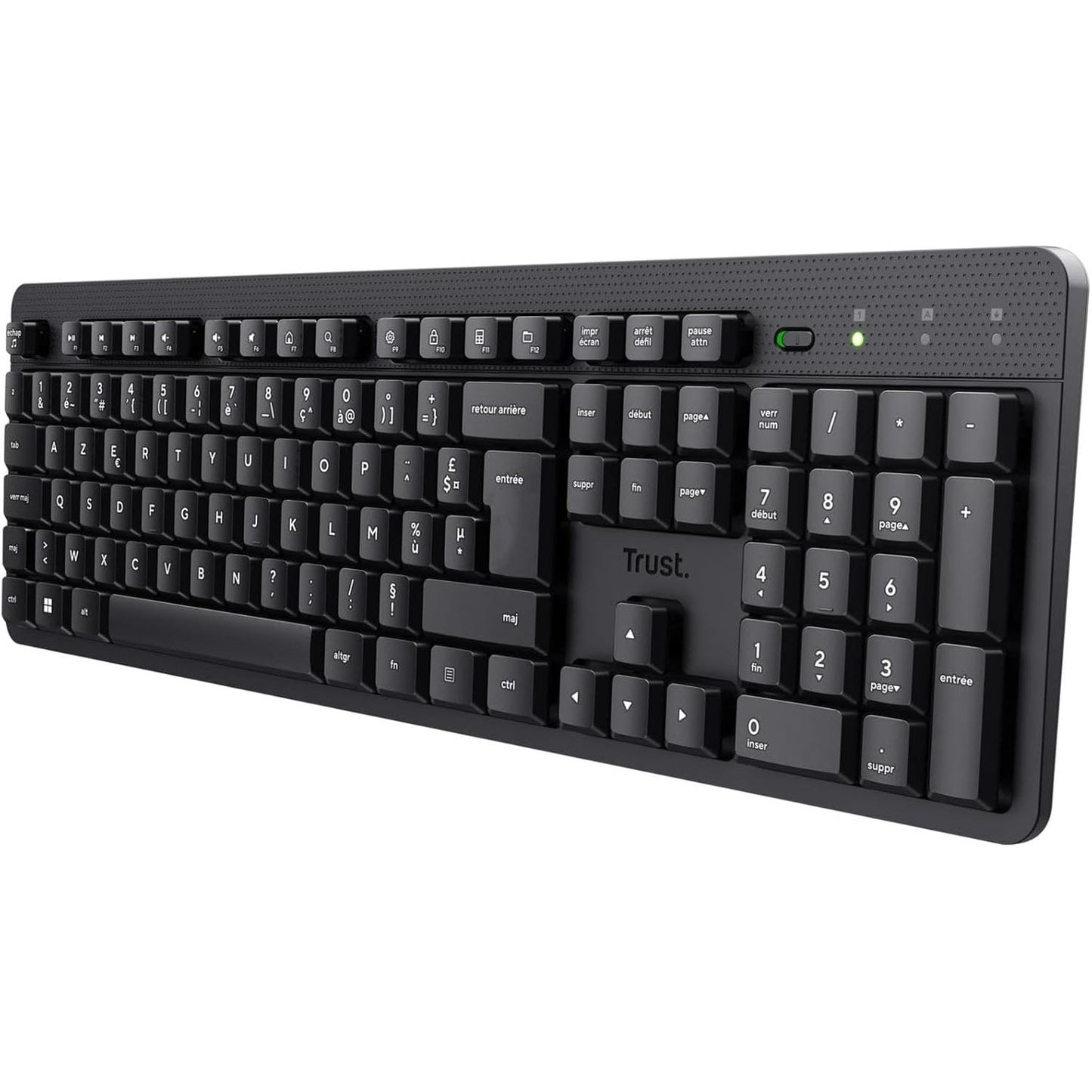 274035 - TRUST Tastierë pa tel ODY II e heshtur, paraqitje franceze AZERTY, 2.4GHz USB RF, për PC, laptop, Mac - e zezë