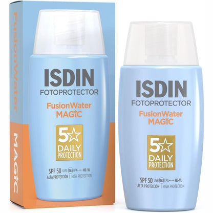 316830 - ISDIN Fotoprotección Fusion Water MAGIC SPF 50, Krem kundër diellit për fytyrën, 50 ml, teksturë ultra të lehtë, fazë ujore