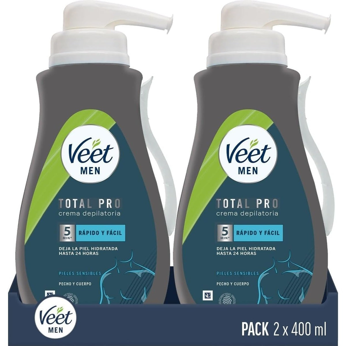 300890 - VEET - Krem për heqjen e qimeve për meshkuj, për gjoks, shpinë, krahë dhe këmbë, 400 ml (Pako me 2 copë)