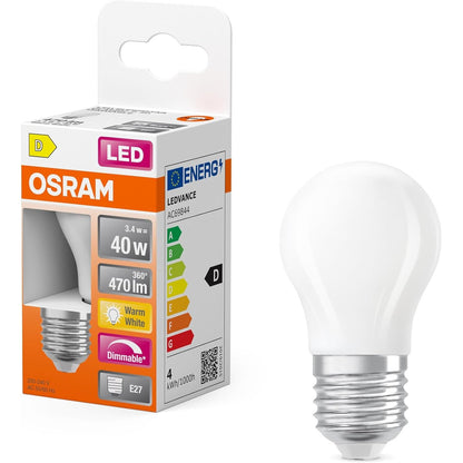 258079 - OSRAM - LED Retrofit CLASSIC P DIM, Llambë LED, Qelq, Mat, 3.4 W, 470 lm, 2700 K, Dimmbar, CRI 80