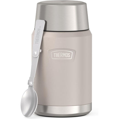 221672 - Icon Vazo Ushqimi Termos, Enë ushqimi prej çeliku inox 18/8, Mure të dyfishta, Me lugë të palosshme, Bazë jo-rrëshqitëse, 0.71 L, Qeramikë bezhë/mat, 710 ml