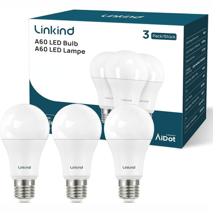 216255 - LINKIND Llambë 13.5W E27 - Zëvendëson 100W, 5000K të Bardhë Dite, 1560LM A60, Pa Errësim, Pako me 2