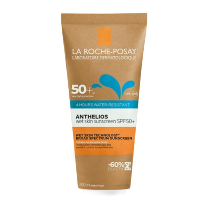 302028 - LA ROCHE-POSAY Anthelios Dermo-Pediatrics Xhel për Lëkurë të Njomur, krem kundër diellit SPF 50+, 200 ml, rezistent ndaj ujit, me Teknologjinë Wet Skin