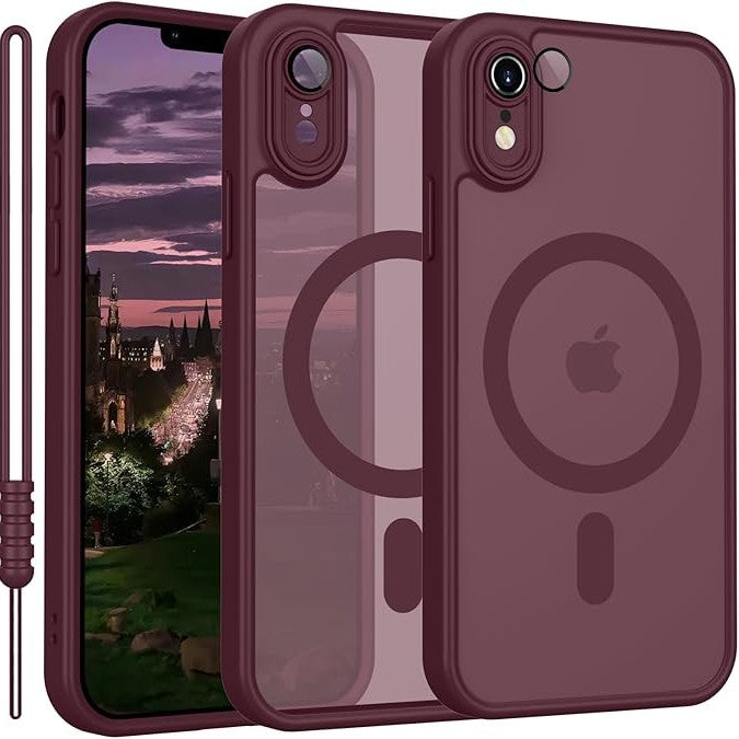 267333 - YUANDMI Mbrojtëse për iPhone XR, e pajtueshme me MagSafe, Mbrojtëse Magnetike e Hollë Matte me Prekje për Kamerën, Kundër Zverdhjes, Rezistente ndaj Gërvishtjeve dhe Goditjeve, e Kuqe e Errët