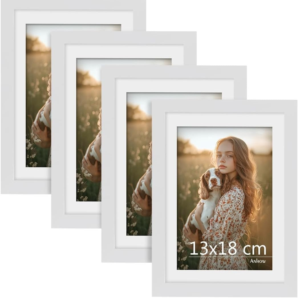 253380 - ANHOW – Korniza Fotosh 13x18 cm, Set me 4, të Bardha, për Foto 10x15 cm
