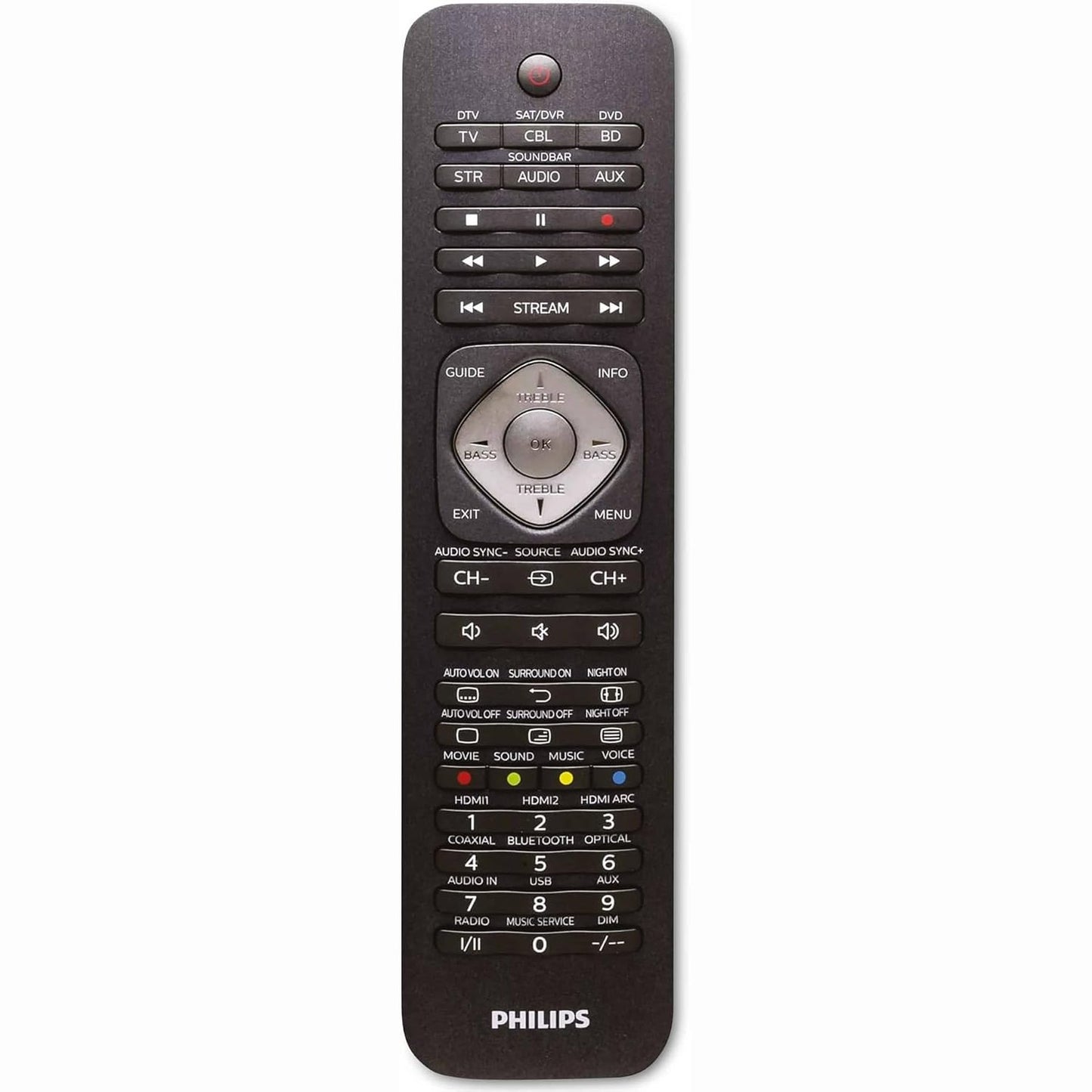 276795 - PHILIPS Telekomandë Universale SRP5016/10-6-në-1, Taste Mësimore me Ndriçim, E Zezë