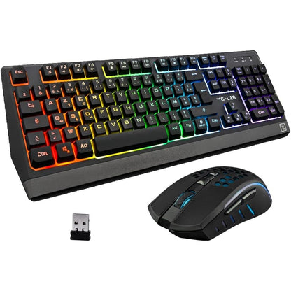 295163 - G-LAB Combo Tungsten, Set tastiere dhe mausi pa tel për lojëra, Tastierë AZERTY + maus 2400 DPI, Pako për PC PS4 PS5