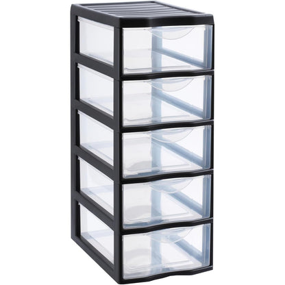 214183 - SUNDIS Kuti plastike për sirtarë, 5 sirtarë transparentë në madhësi letre A4, lartësi 61 cm