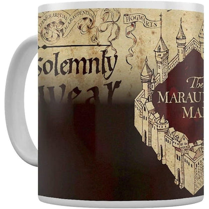 216517 - Harry Potter Gotë me Efekt Termo-Ngjyrë/Ngjyrë (Dizajn Harte Marauder's), Gotë Qeramike 325ml, Gotë Kafeje në Kuti Dhurate