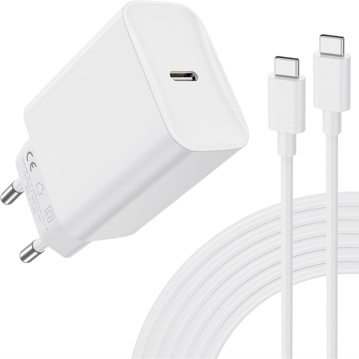 299943 - USB C - Karikues 30W për iPhone 17/16/15 Pro/Max, iPad Pro/Air, Samsung Galaxy - Karikim i shpejtë, Adaptor energjie me kabllo 2M