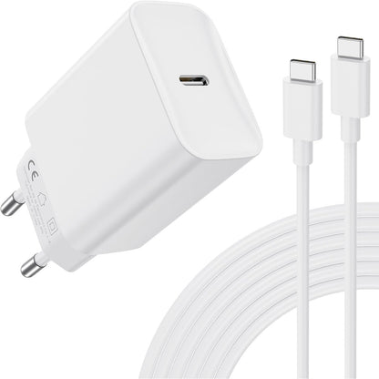 299943 - USB C - Karikues 30W për iPhone 17/16/15 Pro/Max, iPad Pro/Air, Samsung Galaxy - Karikim i shpejtë, Adaptor energjie me kabllo 2M