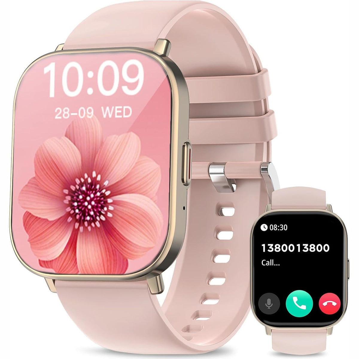310040 - Orë Inteligjente HD 2.01" për femra, Orë gjurmuese fitnesi me monitor tensioni të gjakut/rrahjeve të zemrës/gjumit, Bluetooth 5.2 për telefona Android/iOS, IP67 e papërshkueshme nga uji, ngjyrë ari