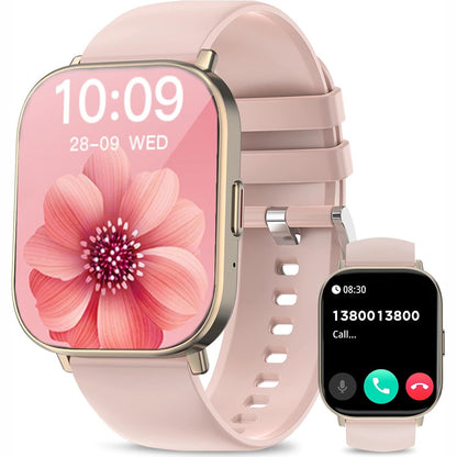 310040 - Orë Inteligjente HD 2.01" për femra, Orë gjurmuese fitnesi me monitor tensioni të gjakut/rrahjeve të zemrës/gjumit, Bluetooth 5.2 për telefona Android/iOS, IP67 e papërshkueshme nga uji, ngjyrë ari