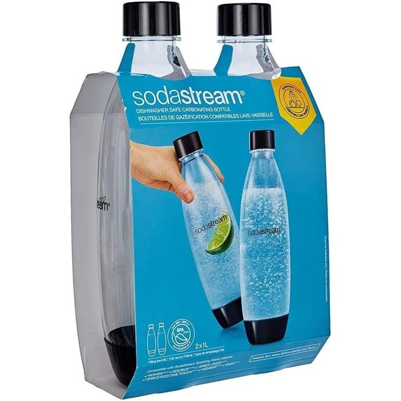 92050 - SODASTREAM Shishe të Shkrira PET, 2x1 L, E Sigurta për Lavastovilje, 17.4 x 8.6 x 28.1 cm, Set prej 2 Njësish