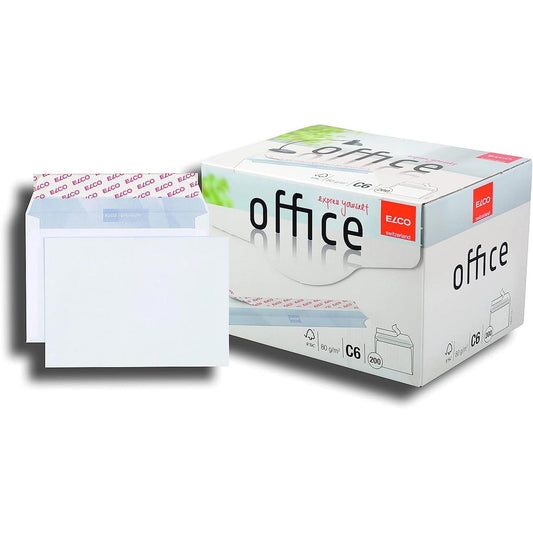 189777 - ELCO - Kutia me 200 Zarfe, Kapaku Vetëngjitës me Shirit Mbrojtës, format C6, ngjyrë e Bardhë, Modeli 74531-12