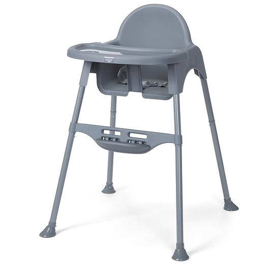 151415 - Karrige bebe e lehtë dhe portative Cosco Kids Canteen me tavolinë të rregullueshme, e lehtë për pastrim, për kuzhinë ose ngrënie, për fëmijë deri 15 kg, gri me dizajn majmuni.