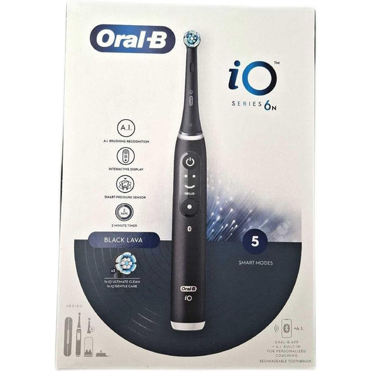 311006 - ORAL-B iO 6 Furçë dhëmbësh elektrike, 2 koka furçe, kuti, pastë dhëmbësh, e zezë