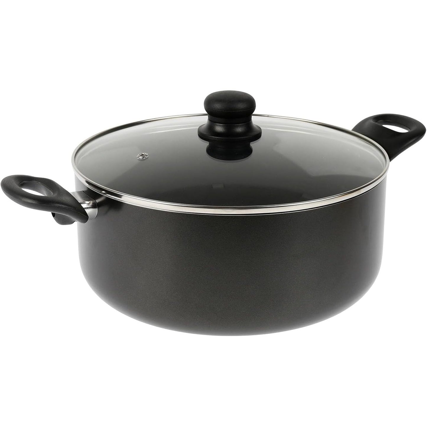 209020 - CREALYS 529423 Tigan Alumini i Presuar, Diametri 28 cm, Gri i Errët, Dorëza Rezistente ndaj Nxehtësisë, Shtresë Jo-Ngjitëse e Zezë, Kapak Qelqi me Avull, i Përshtatshëm për të Gjitha Llojet e Sobave, Përfshirë Induksionin