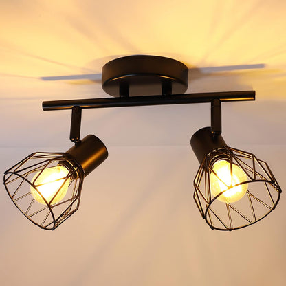 196825 - DEHOBO Dritë Tavani Industriale, 2 Drita Reflektuese LED të Rregullueshme 40W, Prizë E14, për Kuzhinë, Dhomë Gjumi, Dhomë Ndenjeje, Materialet e Zeza