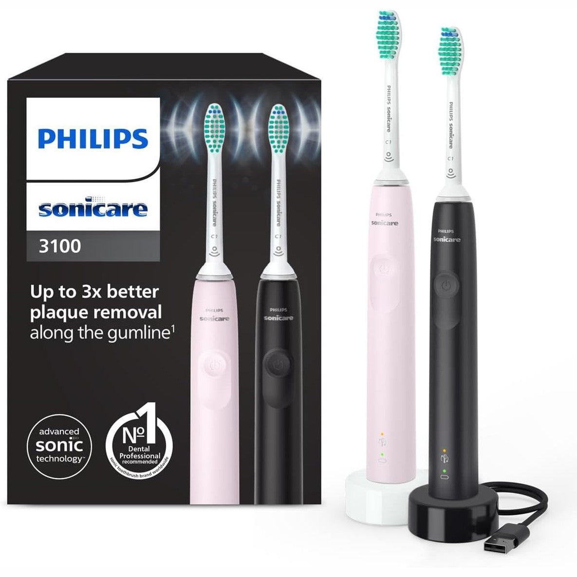 320915 - PHILIPS Furçë dhëmbësh elektrike Sonicare 3100, HX3675/15, kontroll presioni, kohëmatës, Sugar Rose