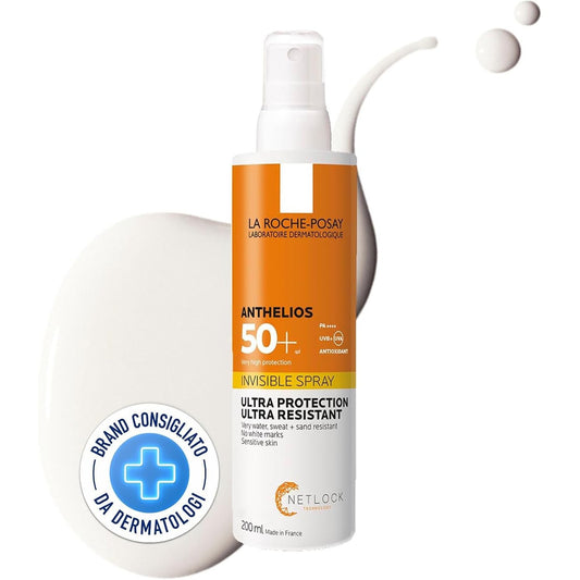 311440 - LA ROCHE-POSAY Anthelios Invisible Spray SPF50+, 200 ml, Mbrojtje e lartë dhe ultra-rezistente, Hipoalergjik, për lëkurë të ndjeshme