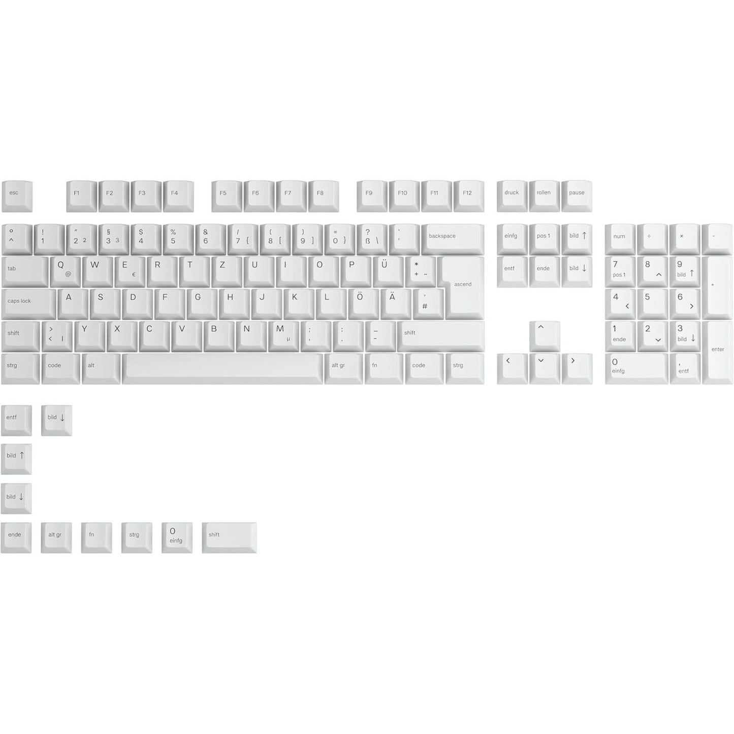 268012 - GLORIOUS Tastierë Gaming 115x GPBT, profil qershie, plastikë PBT, akustikë superiore, paraqitje gjermane, Arktik i Bardhë