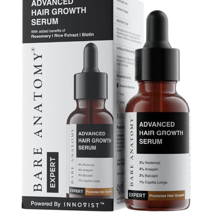 317109 - BARE ANATOMY Serum i Avancuar për Rritjen e Flokëve, 30ml, 3% Redensyl, 4% Anagain, 3% Baicapil, 1% Ekstrakt Capilia Longa, Rozmarine, Biotinë, Orizi