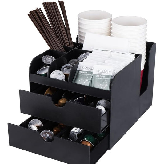 136272 - VENCER Organizues për Kafeje dhe Aksesorë, Njësi Sirtari me Shumë Ndarje, Ngjyra e Zezë, Modeli VCO-002