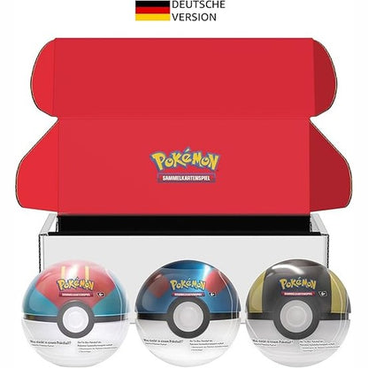 141522 - Pokémon – loja me karta koleksionuese: set Tin-Box Pokéball – Bait Ball, Superball & Hyperball (9 paketa booster Pokémon TCG dhe 7 fletë ngjitësesh).